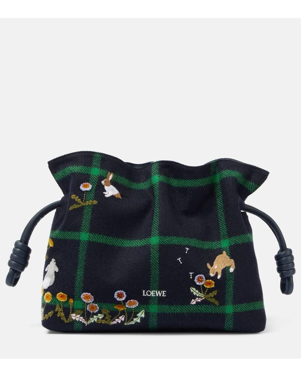 Loewe X Suna Fujita Flamenco Bunnies Small Clutch in Green