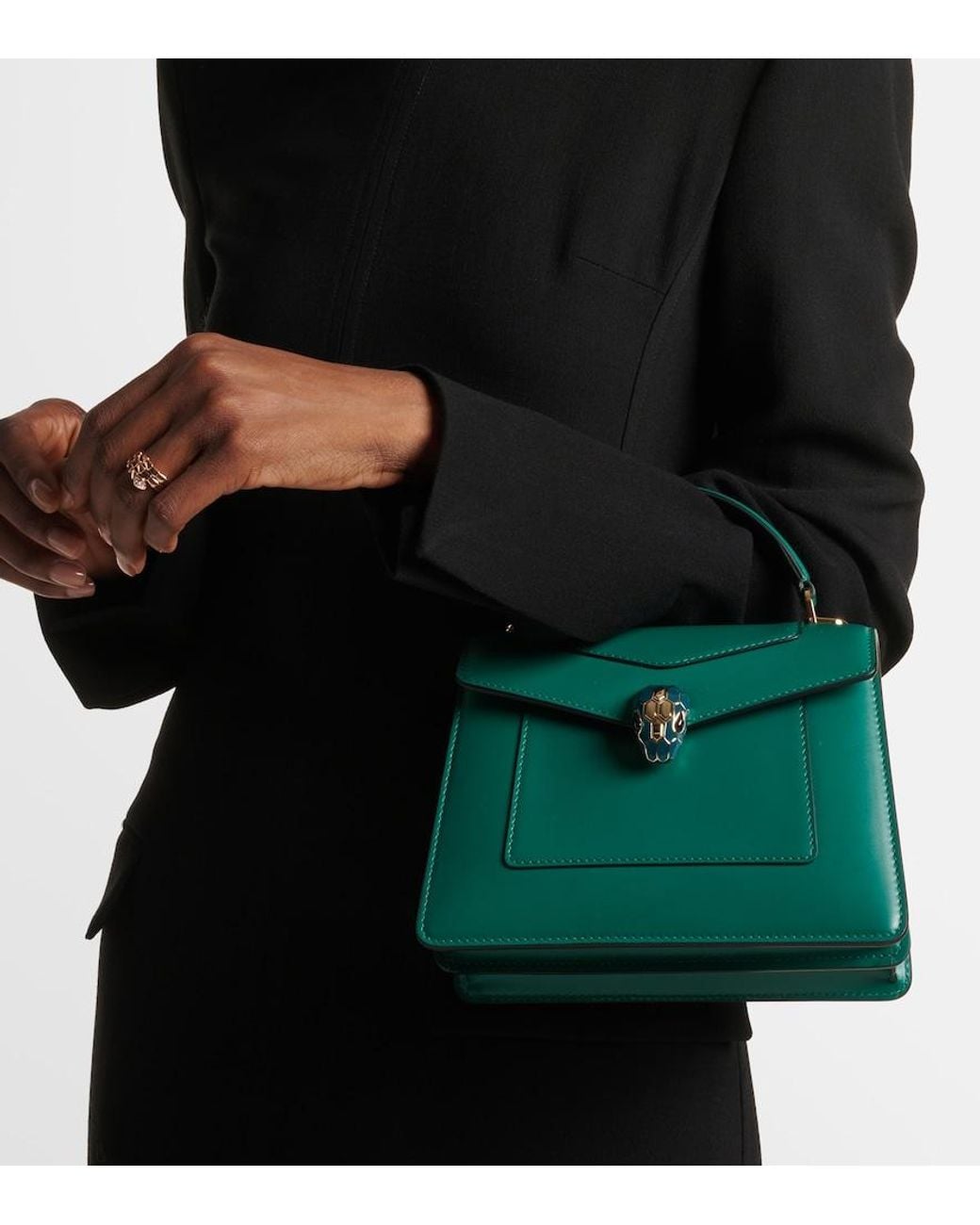 BVLGARI Green Serpenti Forever Medium Leather Top-Handle Bag