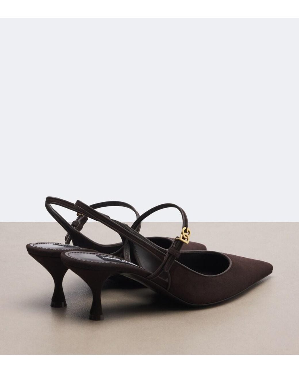Dolce & Gabbana Black Dg Suede Slingback Pumps