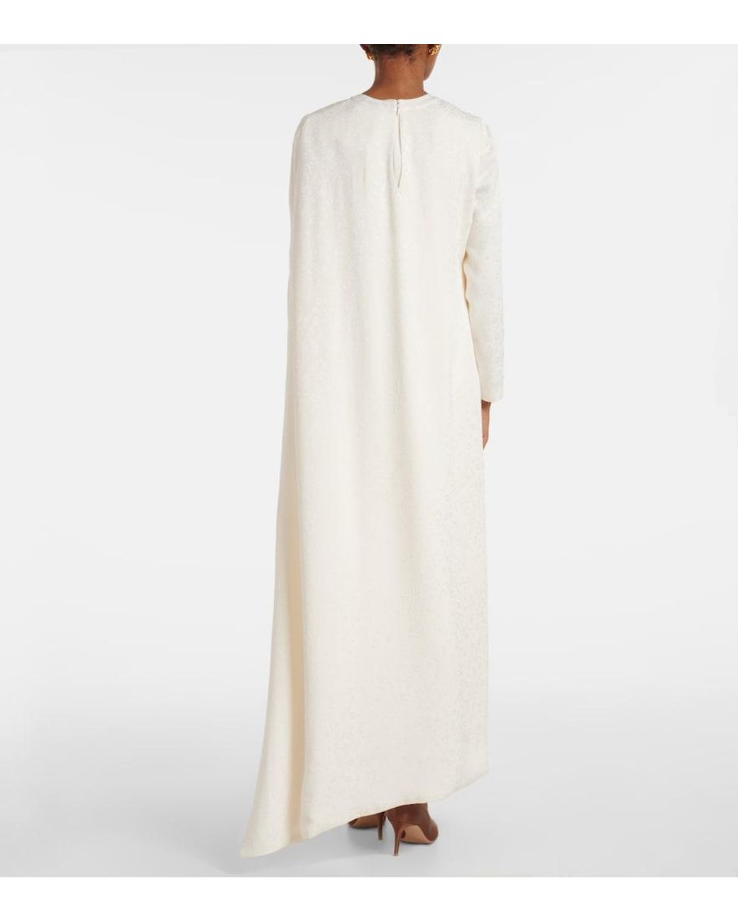 Markarian White Felice Caped Jacquard Midi Dress