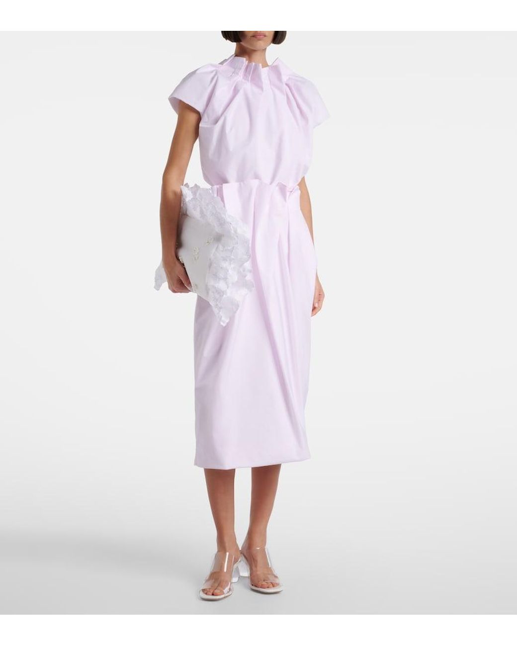 Simone Rocha White Pillowcase Embellished Ruffled Clutch