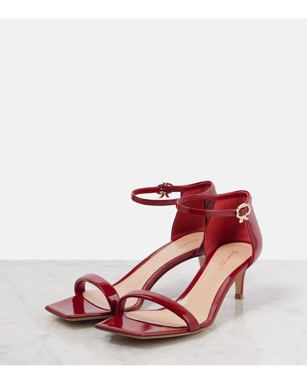 Gianvito Rossi Red Rhys 55 Patent Leather Sandals