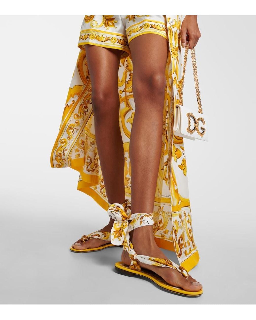 Dolce & Gabbana Metallic Printed Silk Twill Sandals