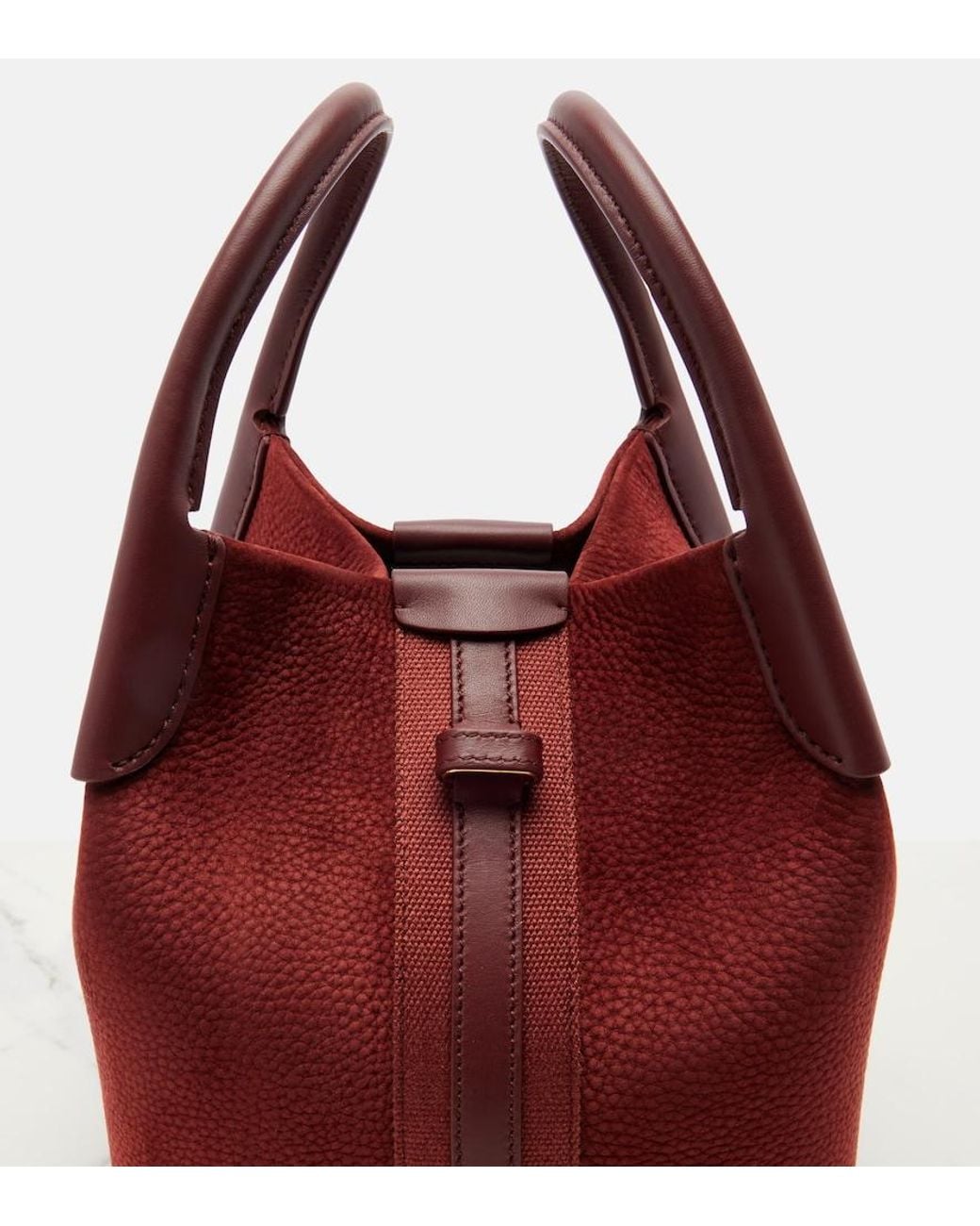 Loro Piana Red Bale Small Leather Top-Handle Bag