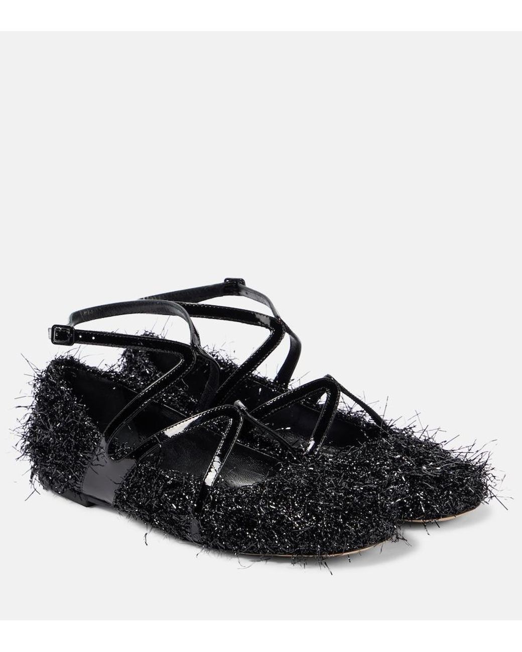 Jimmy Choo Black Astoria Tinsel Ballet Flats