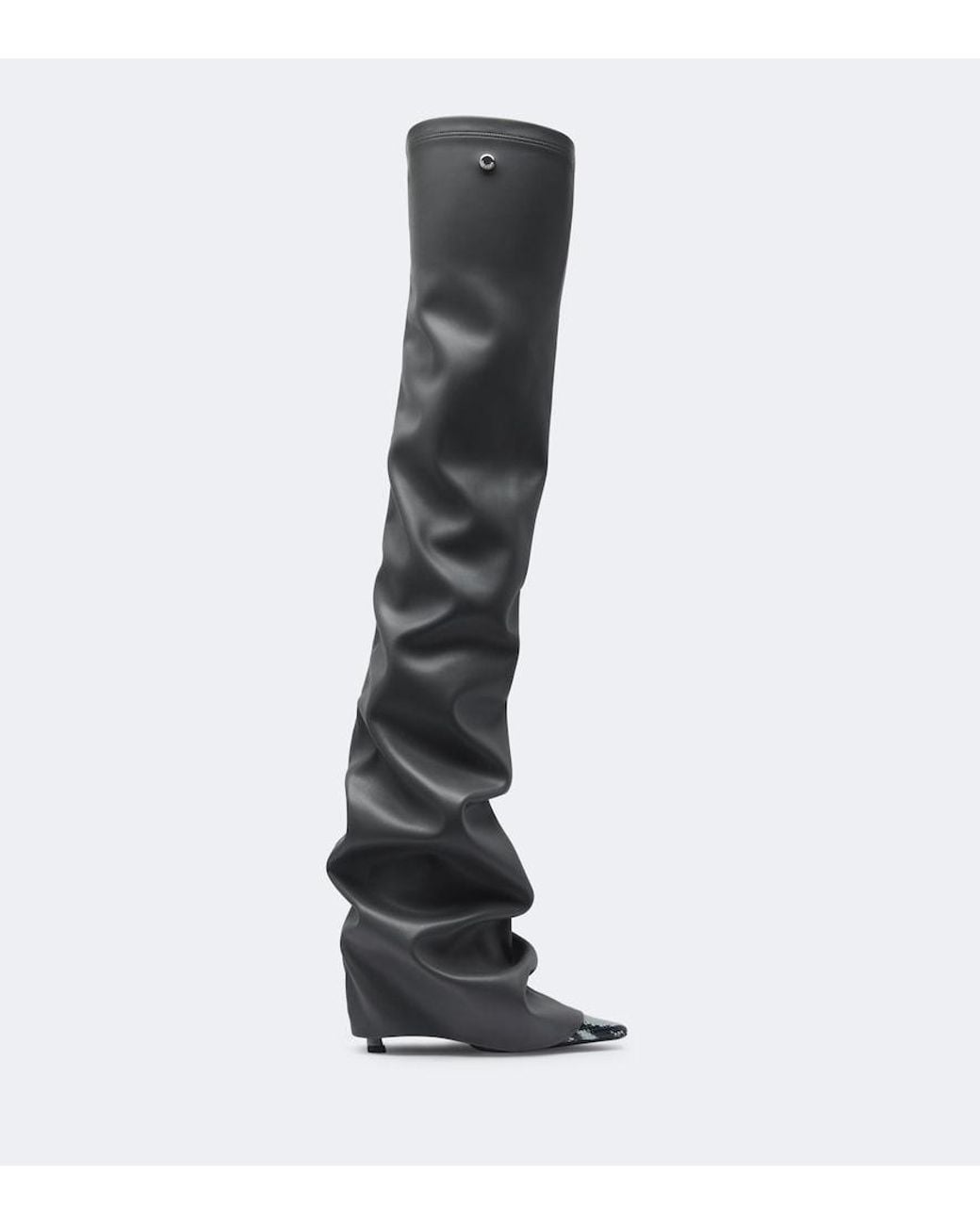 The Attico Black Robin Snake-Effect Over-The-Knee Boots