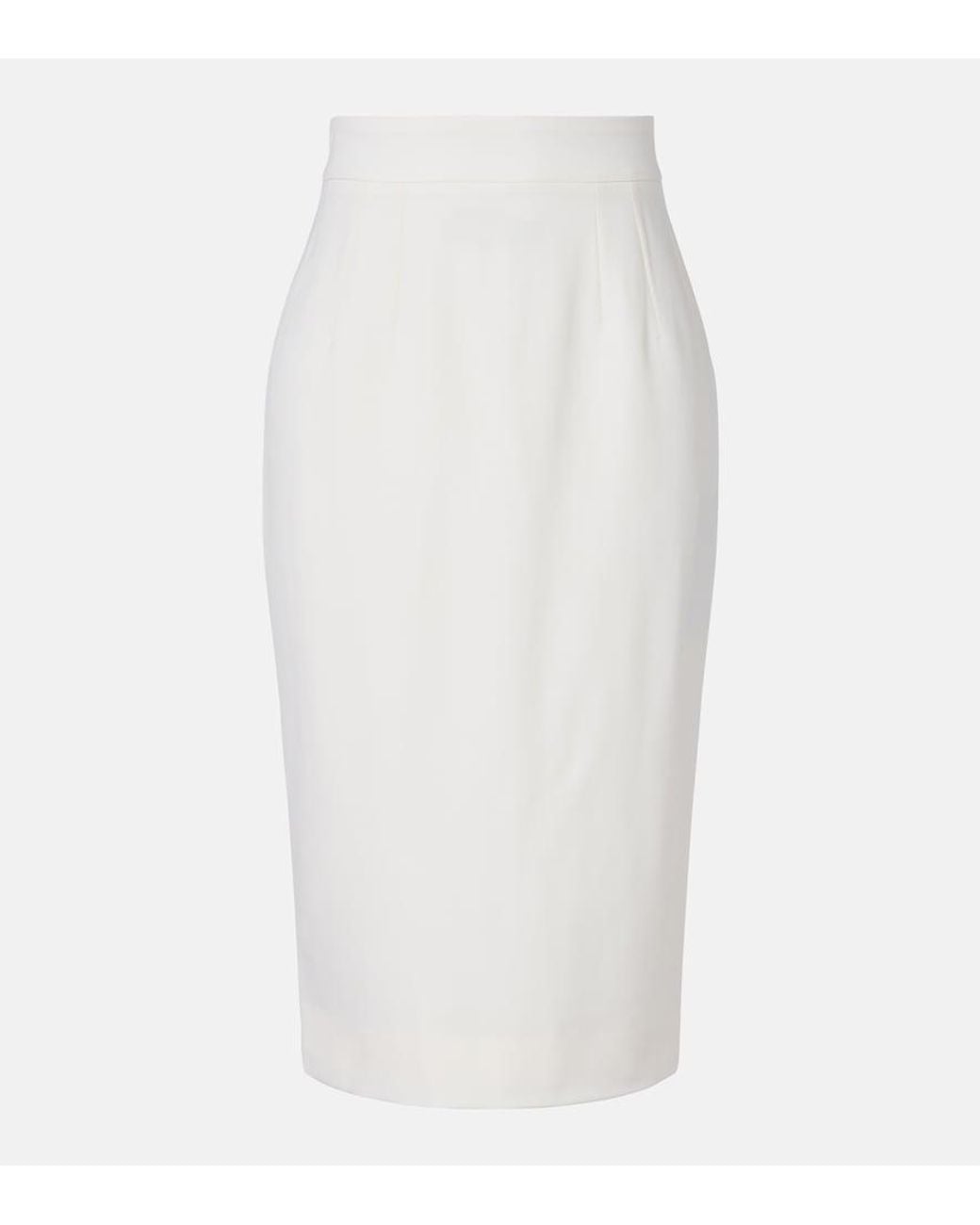 Dolce & Gabbana White Wool-Blend Pencil Skirt
