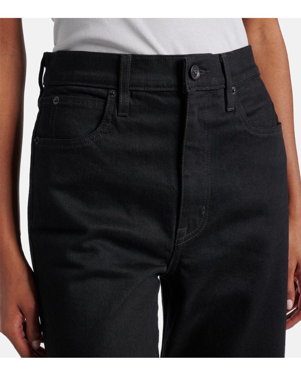 SLVRLAKE Denim Blue London Mid-Rise Cropped Straight Jeans