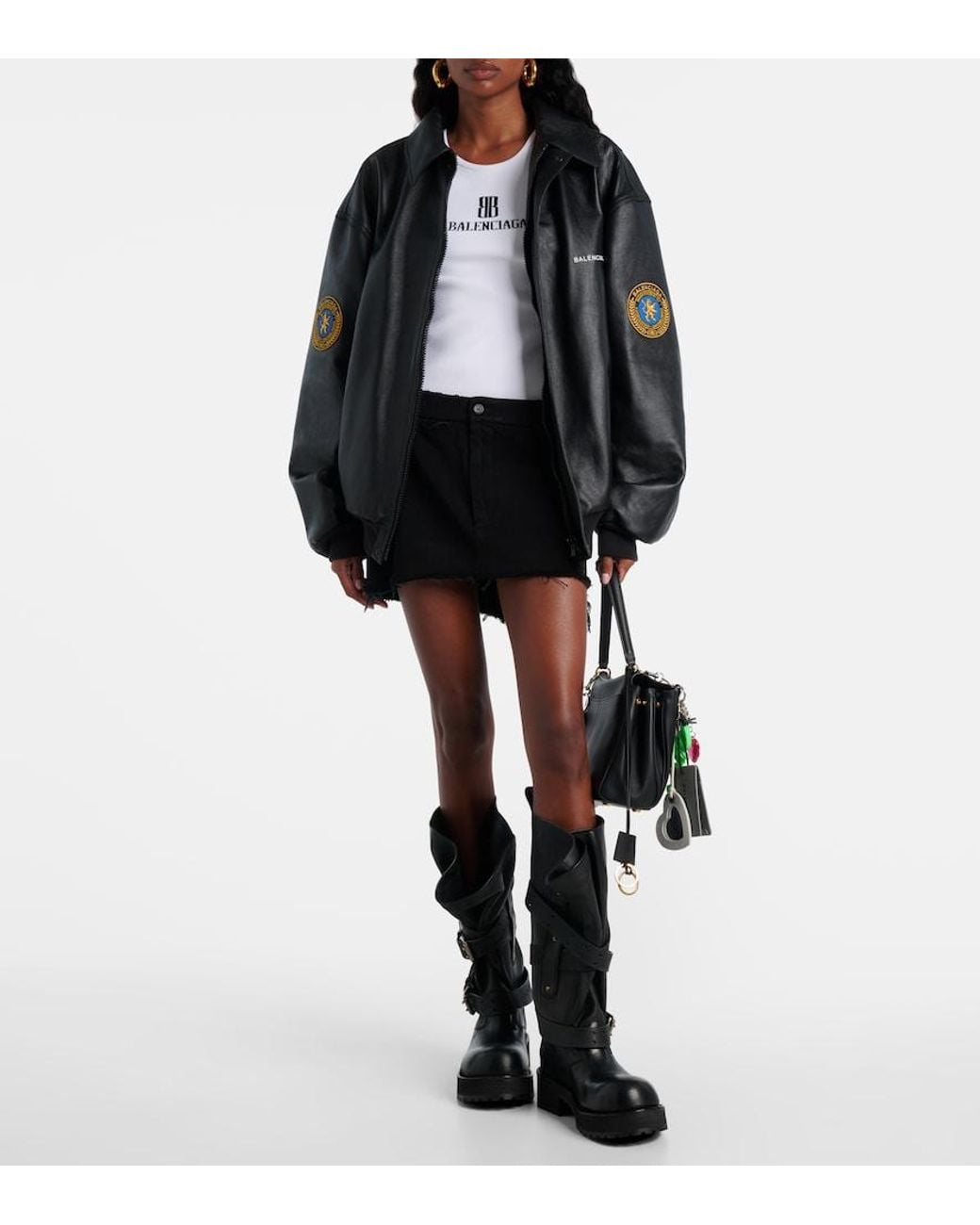 Balenciaga Black Venom Leather Combat Boots