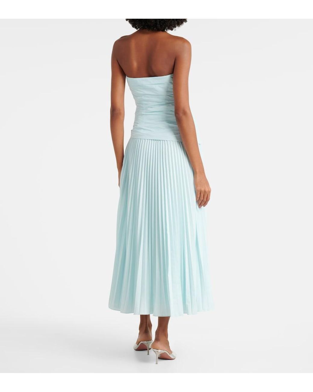 Jonathan Simkhai Blue Arie Pleated Bustier Dress