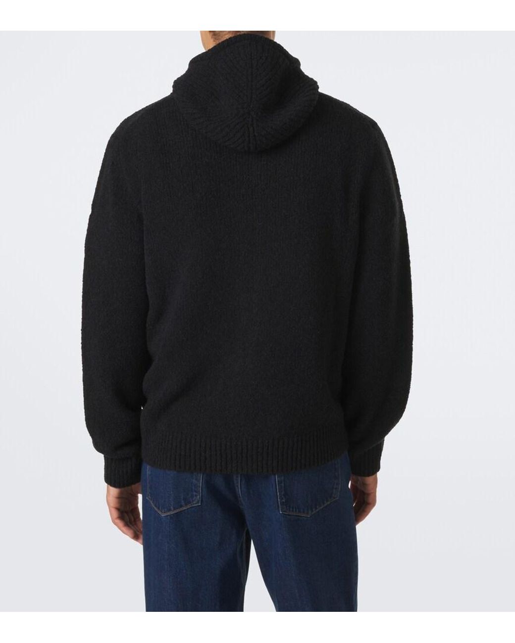 Moncler Black Wool-Blend Boucle Zip-Up Hoodie for men