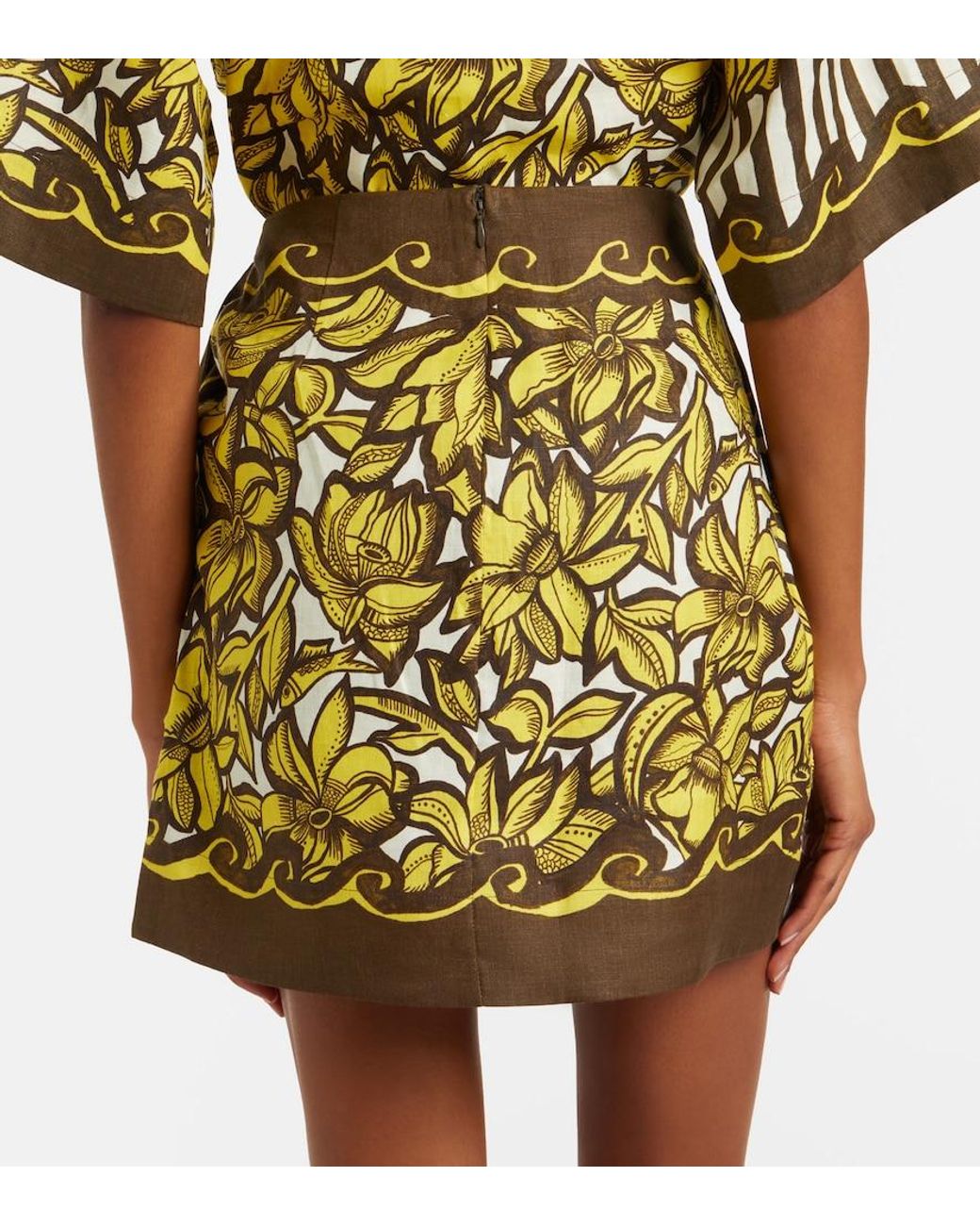ALÉMAIS Green Mona Printed Hemp Wrap Skirt