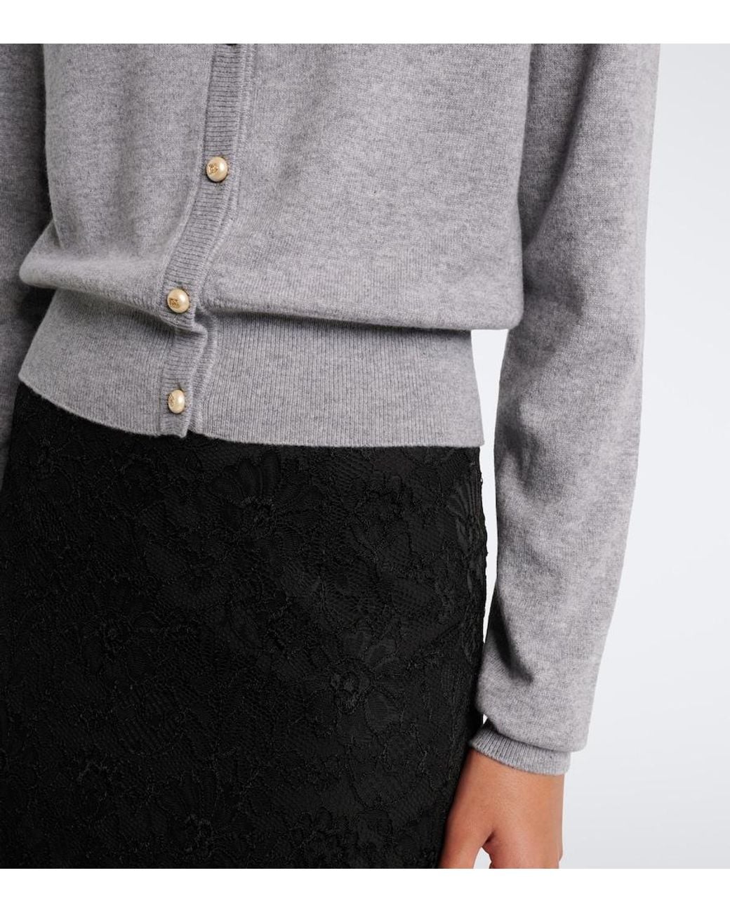 Dolce & Gabbana Gray Embellished Cashmere Cardigan