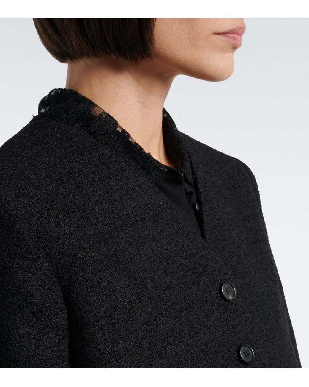 Fendi Black Wool-Blend Boucle Jacket