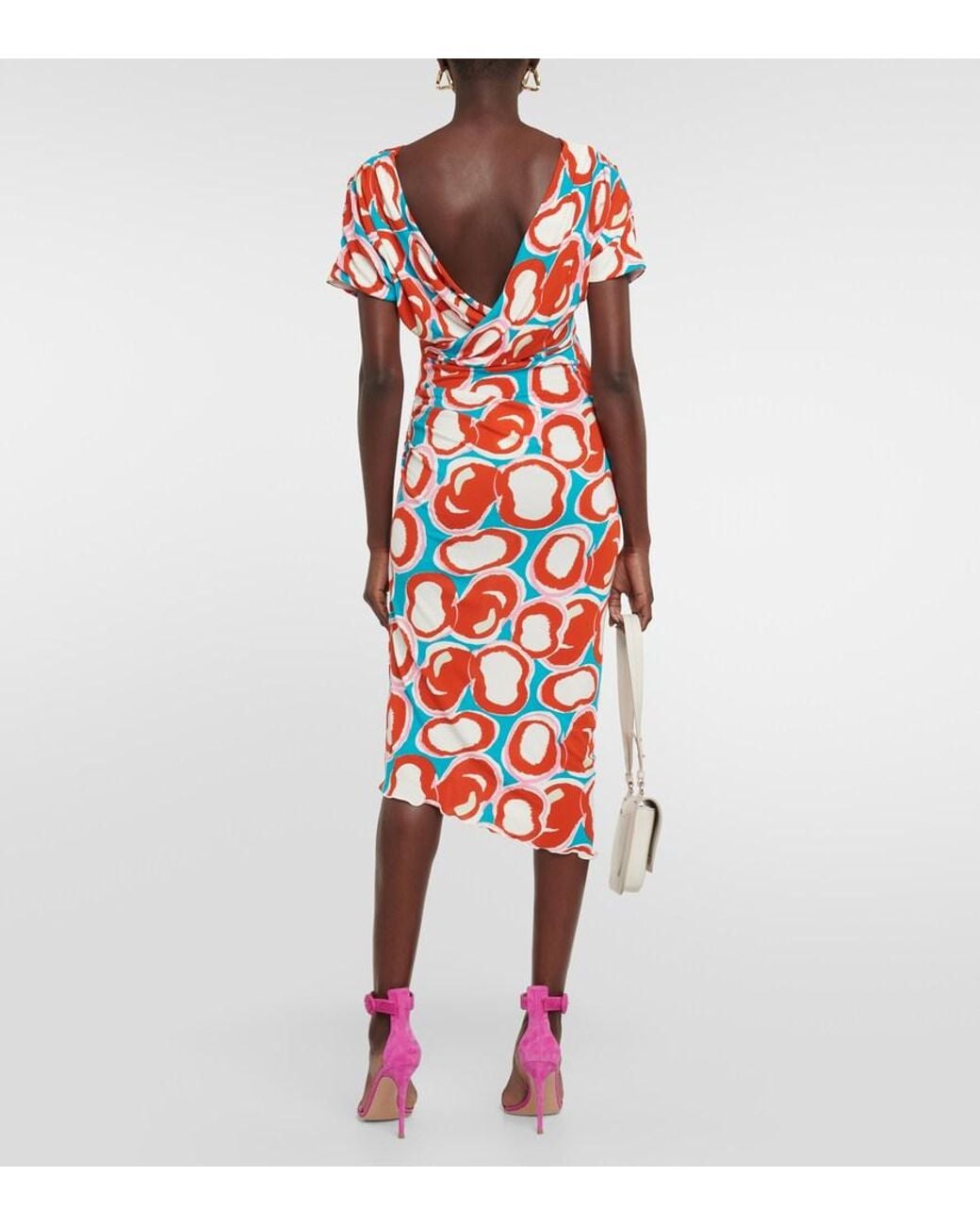 Diane von Furstenberg Red Havana Wrap-effect Printed Jersey Dress