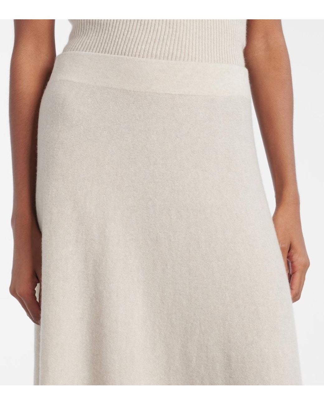 Lisa Yang White Torie High-Rise Cashmere Maxi Skirt