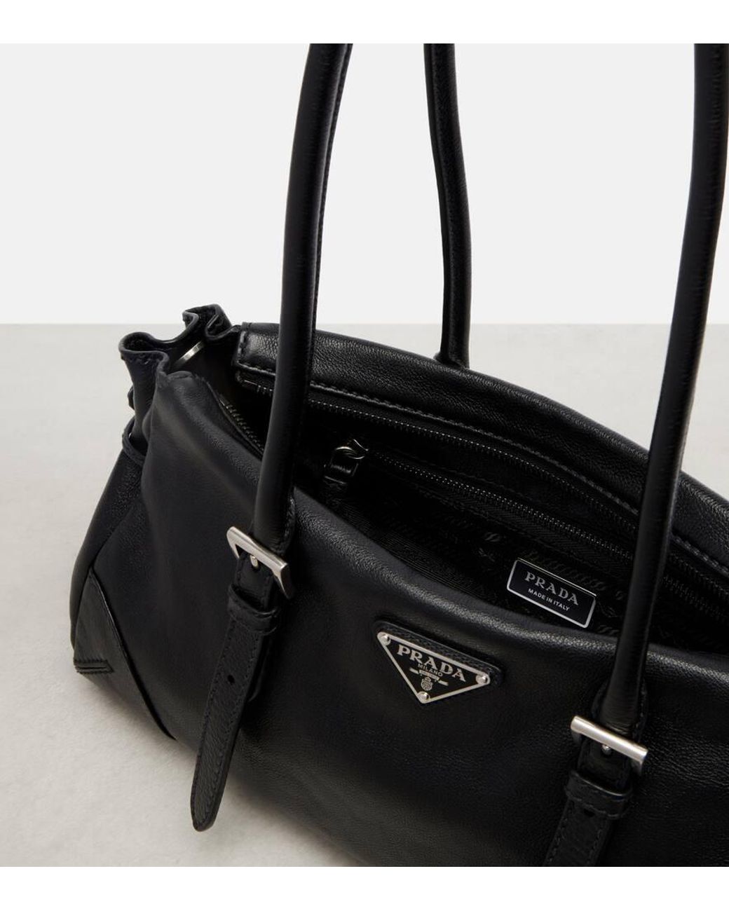 Prada Black Bonnie Medium Leather Tote Bag
