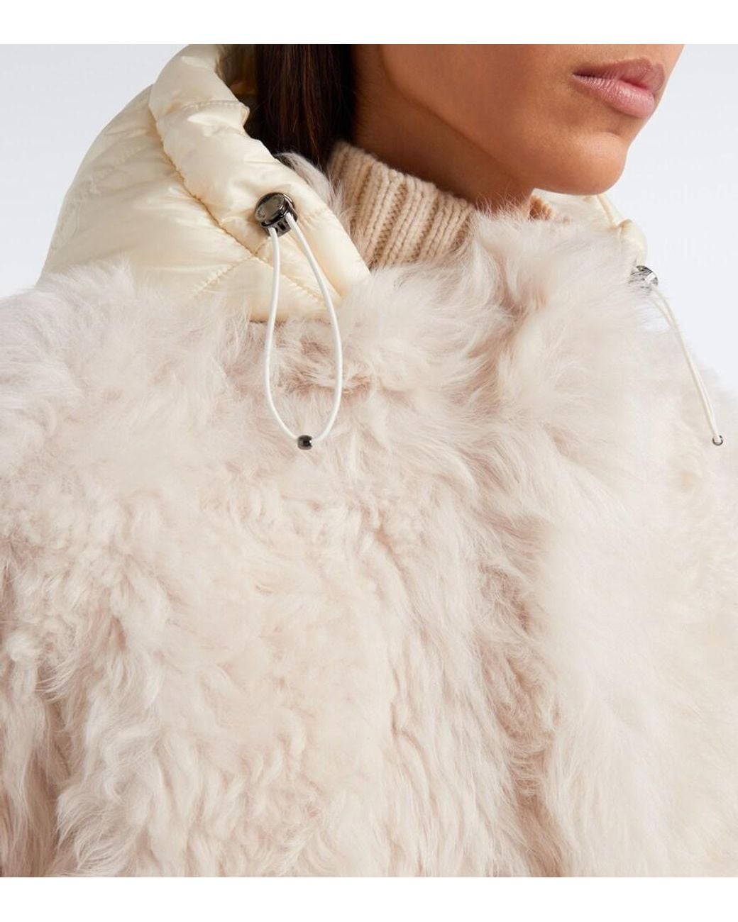 Bogner Natural Liz Hooded Shearling Ski Jacket