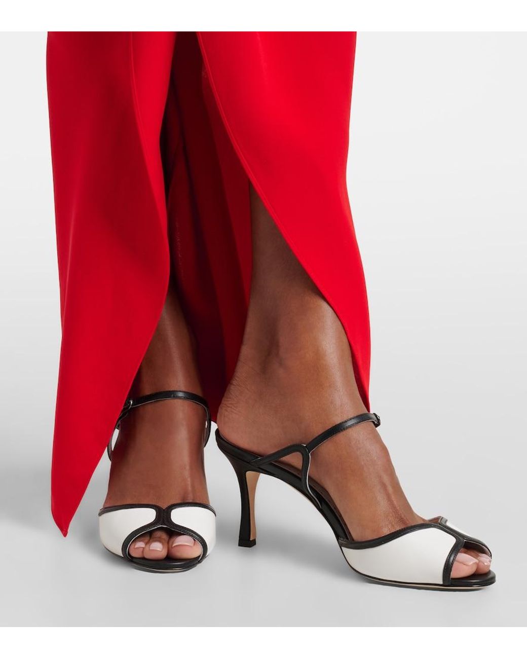 Manolo Blahnik White Versari 70 Leather Mules