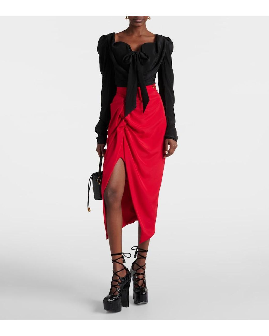Vivienne Westwood Black Tie-Detail Silk Top