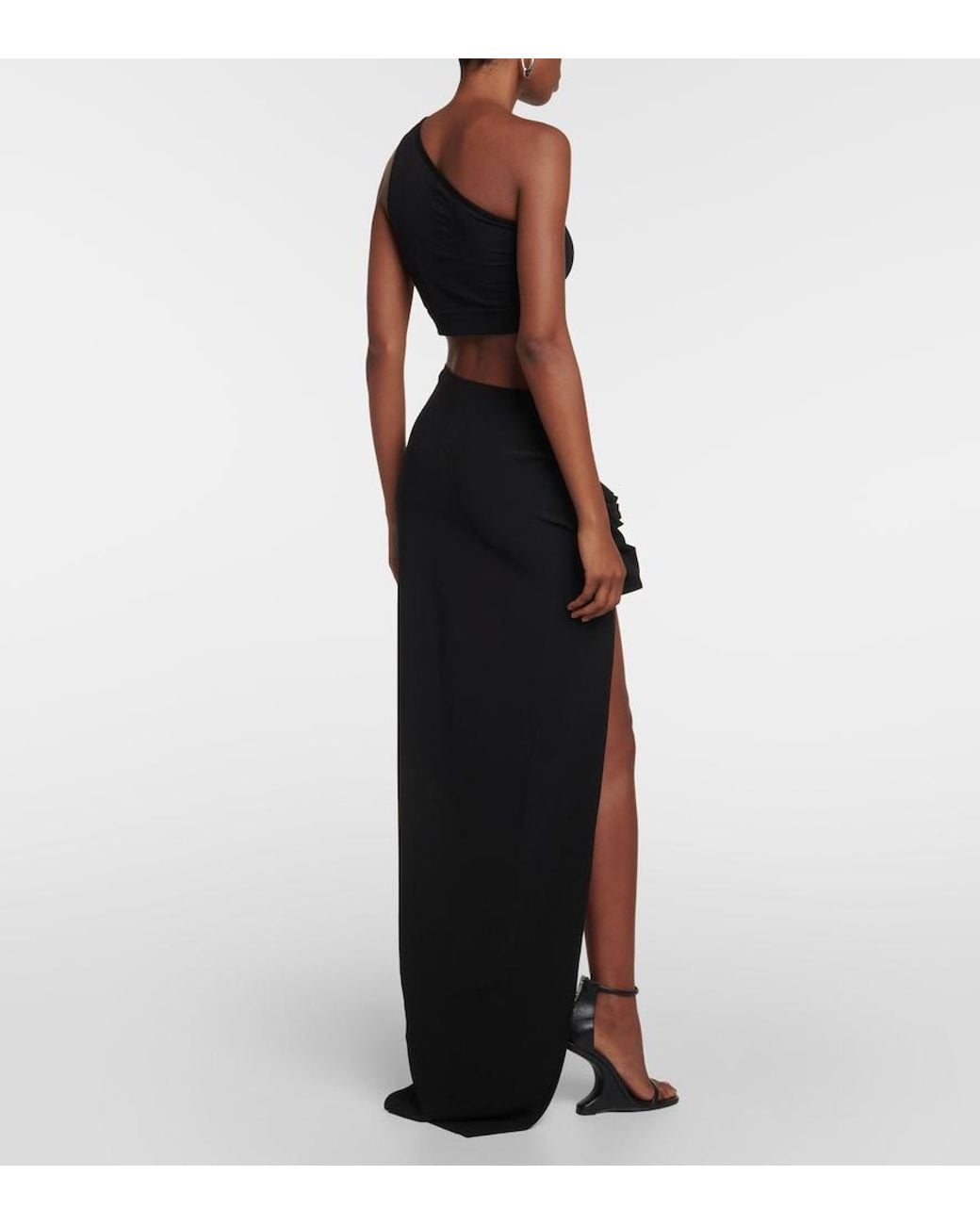 Rick Owens Black High-Rise Asymmetric Maxi Skirt