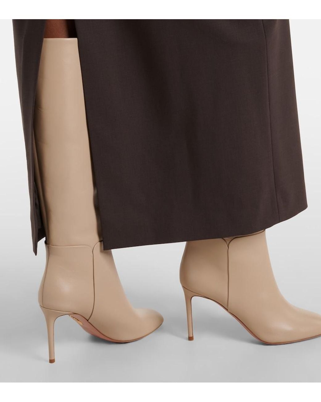 Aquazzura Natural Sellier 85 Leather Knee-High Boots