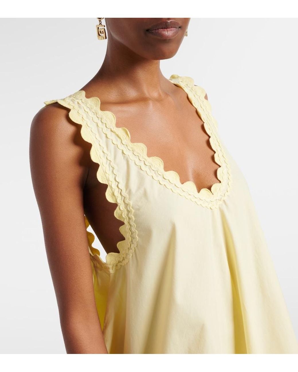 Juliet Dunn Yellow Embroidered Cotton Poplin Minidress