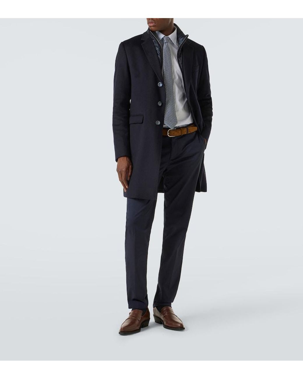 Herno Blue Cashmere Coat for men