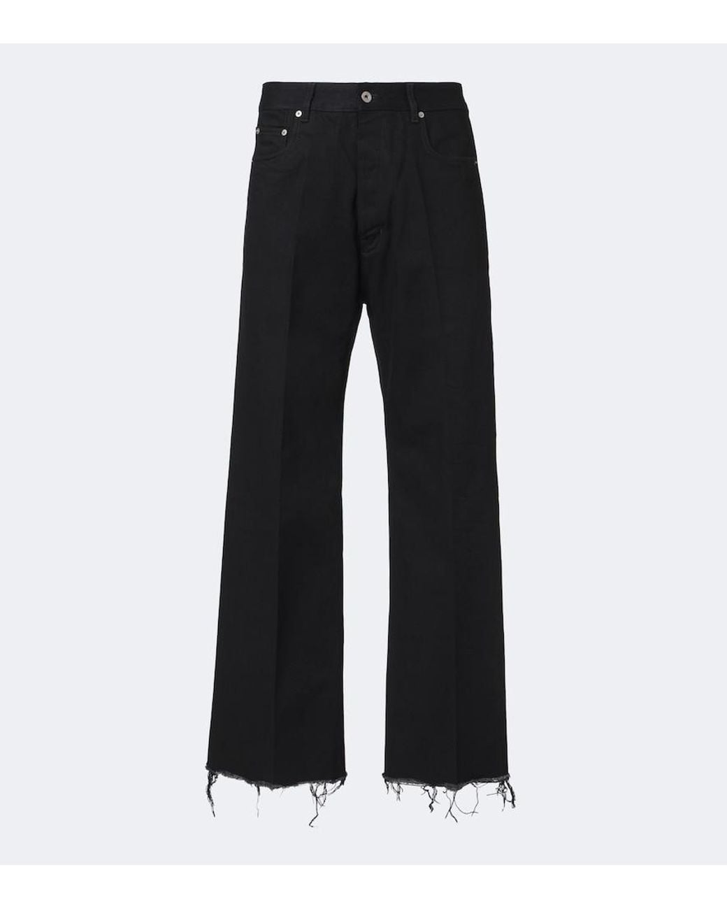 Rick Owens Black Geth Distressed Wide-Leg Jeans for men