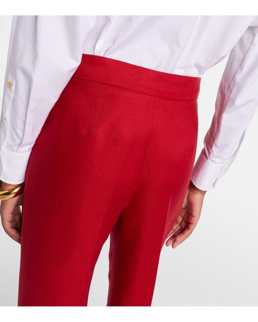 Max Mara Red Badesse Linen Wide-Leg Pants