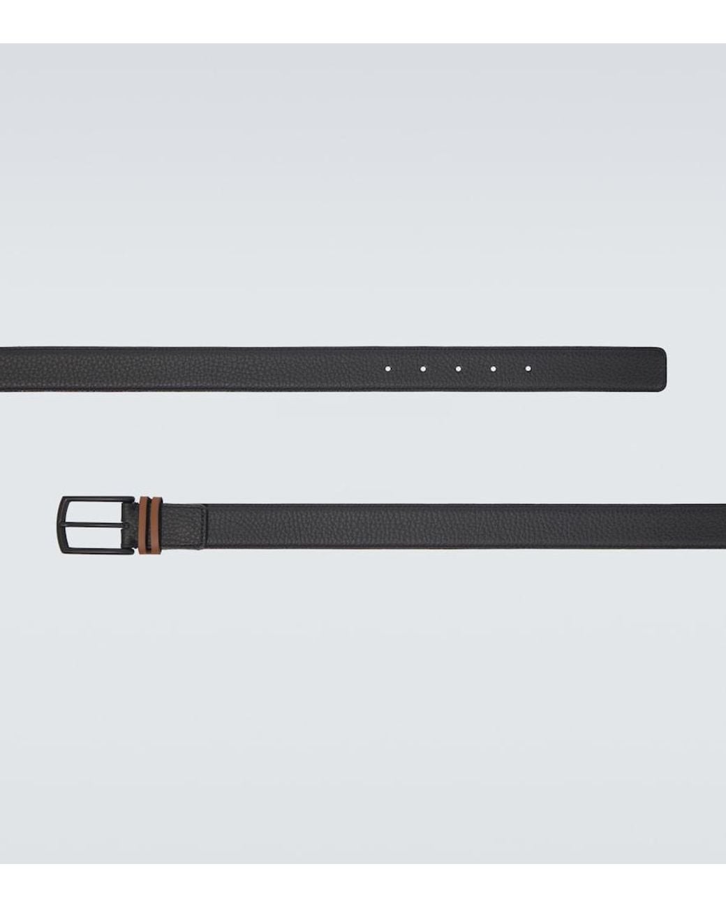 Zegna Black Leather Belt for men