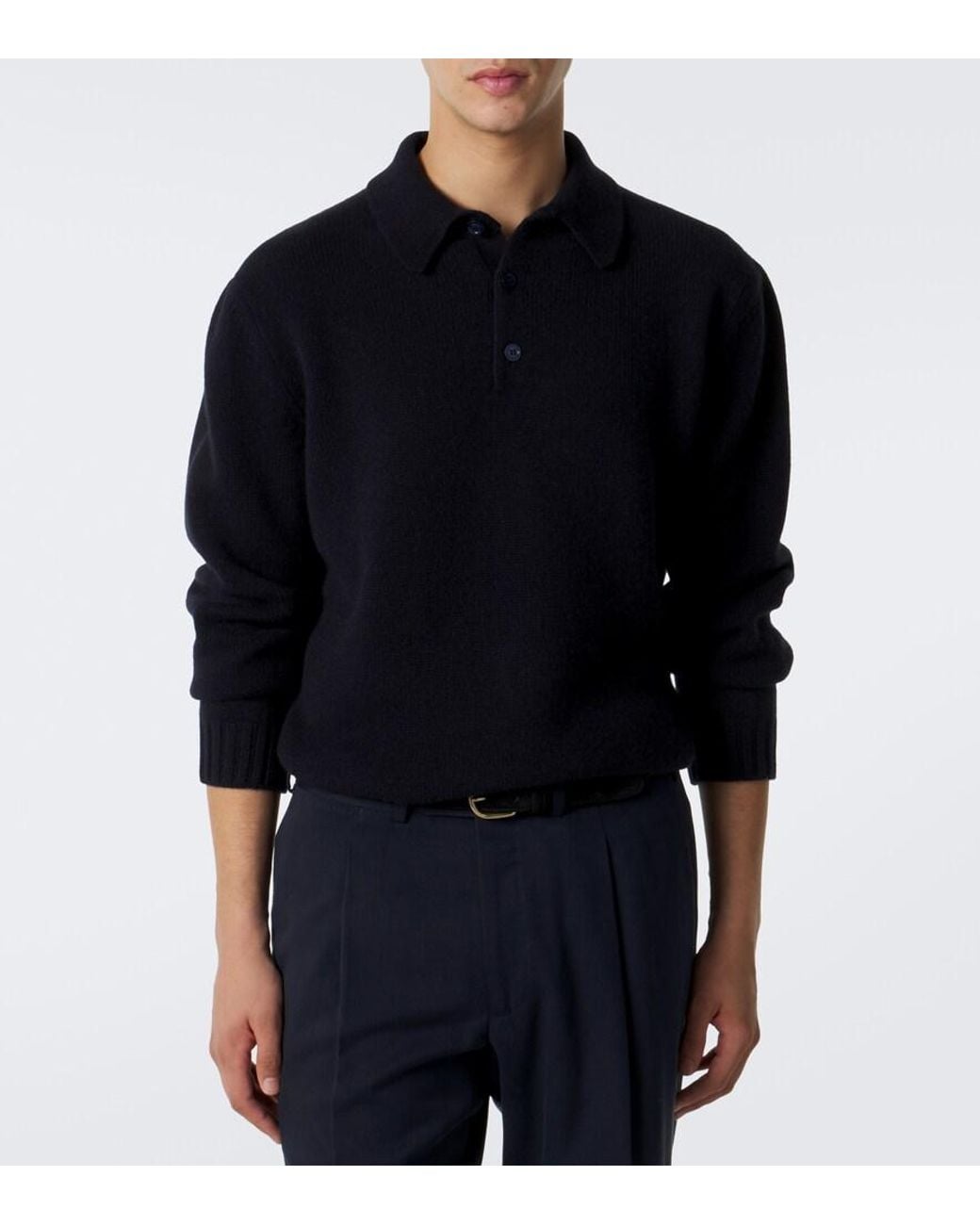 Saman Amel Blue Sander Cashmere Polo Sweater for men