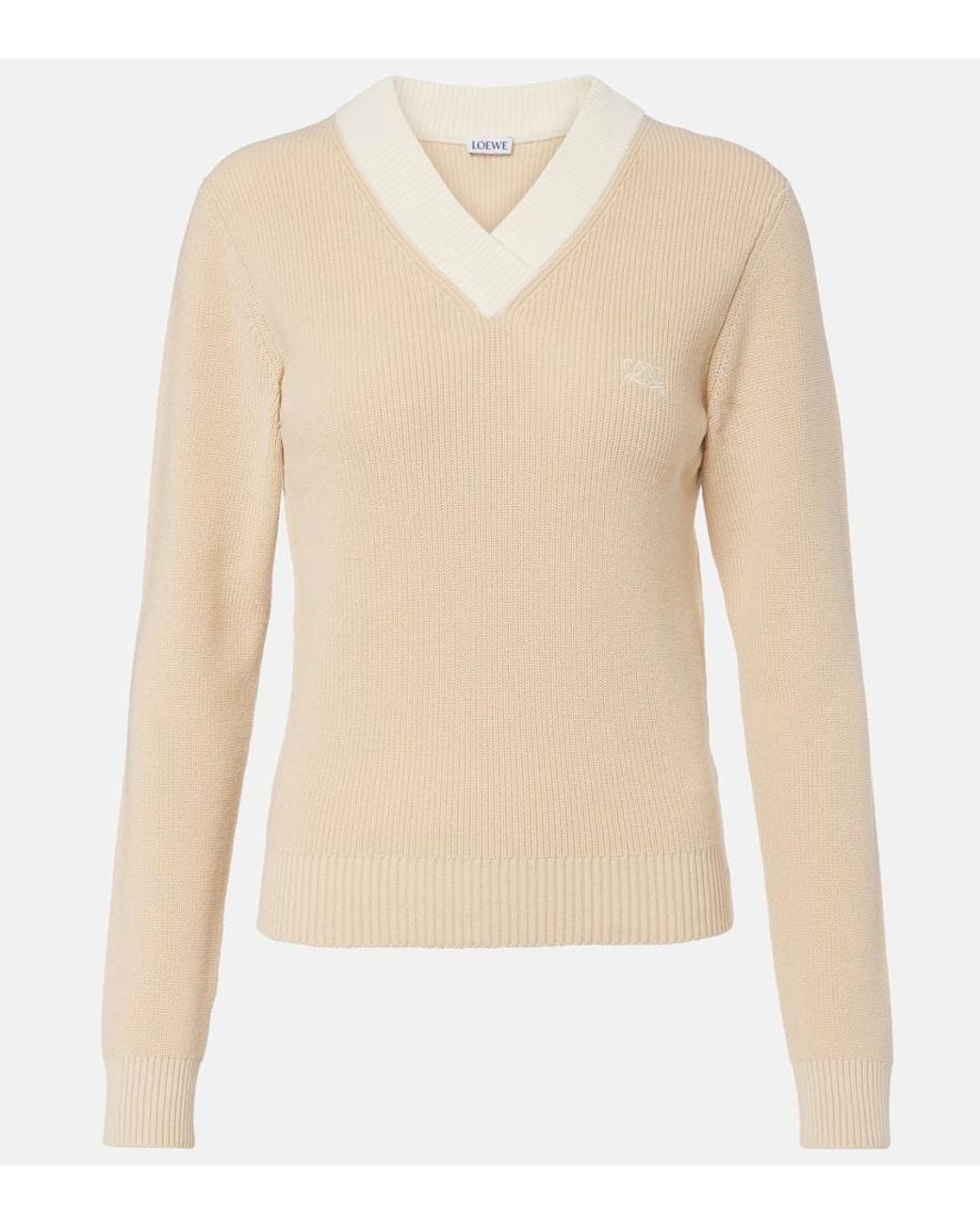 Loewe Natural Double L Cotton And Wool Sweater
