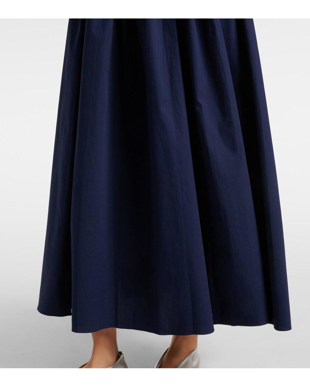 Staud Blue Dena Cotton Midi Dress