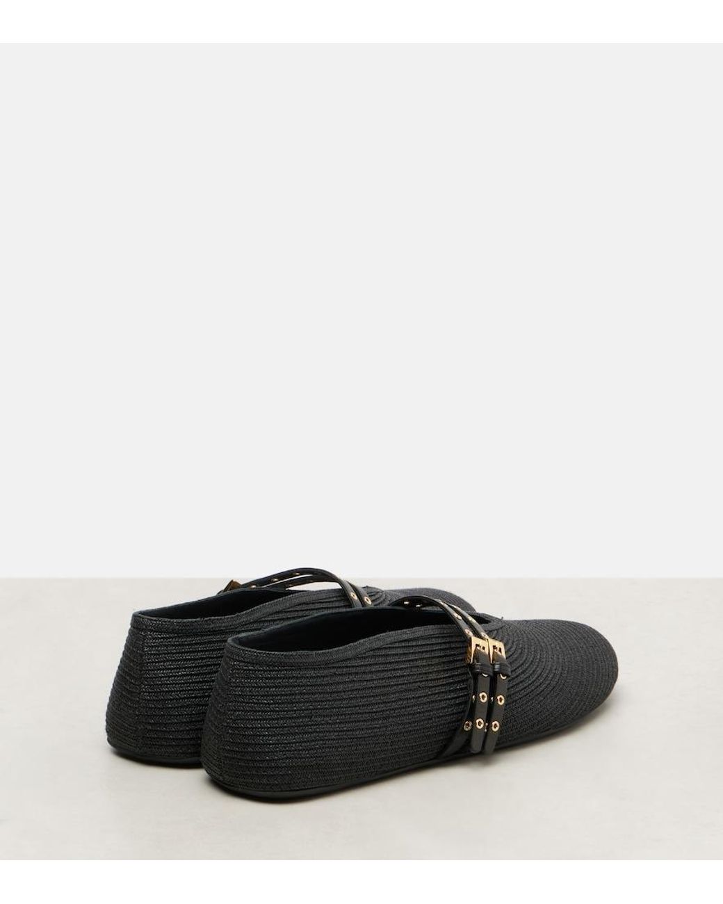 Alaïa Paper Straw Black Ballet Flats