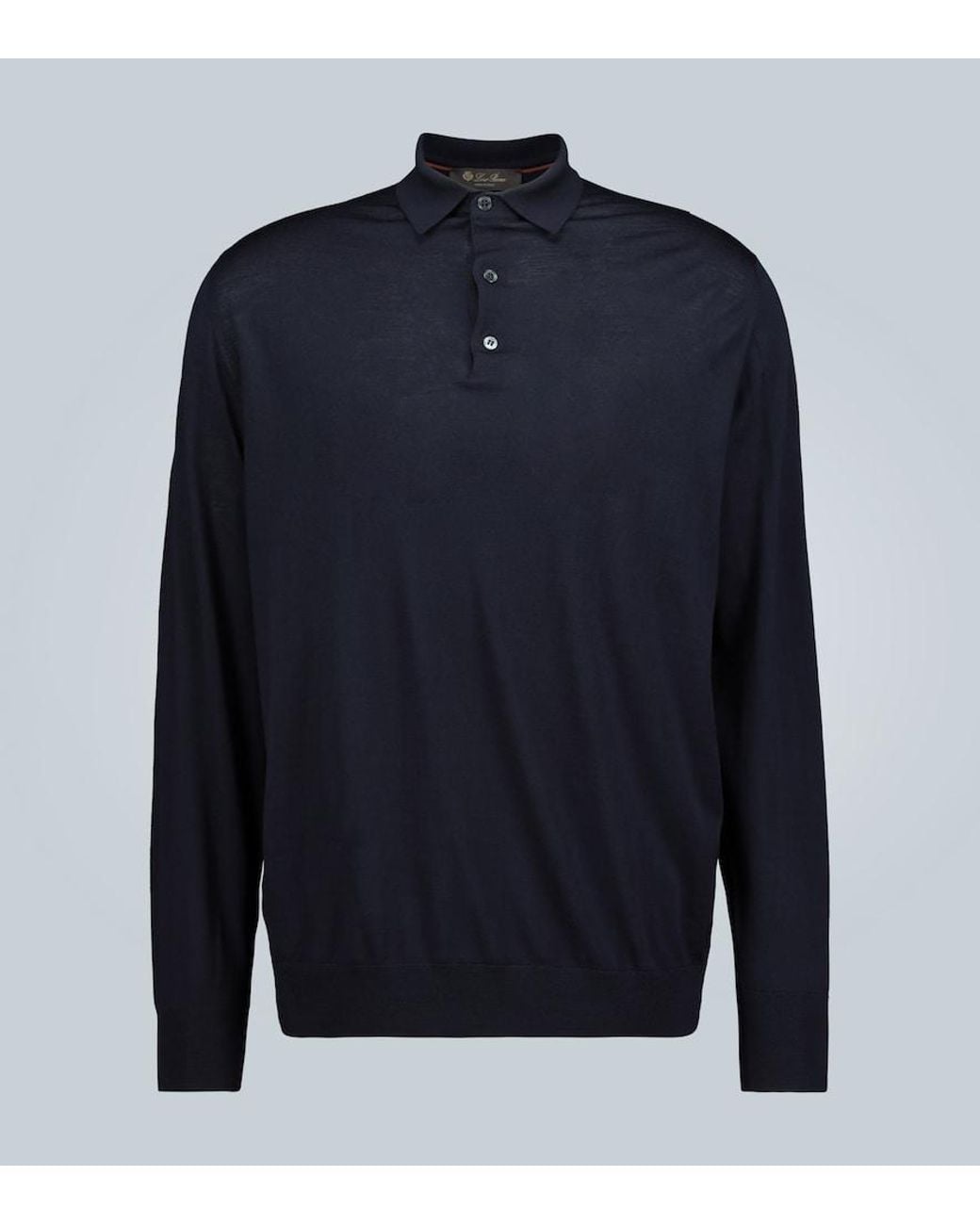 Loro Piana Blue Ml Long-Sleeved Wool Polo Shirt for men