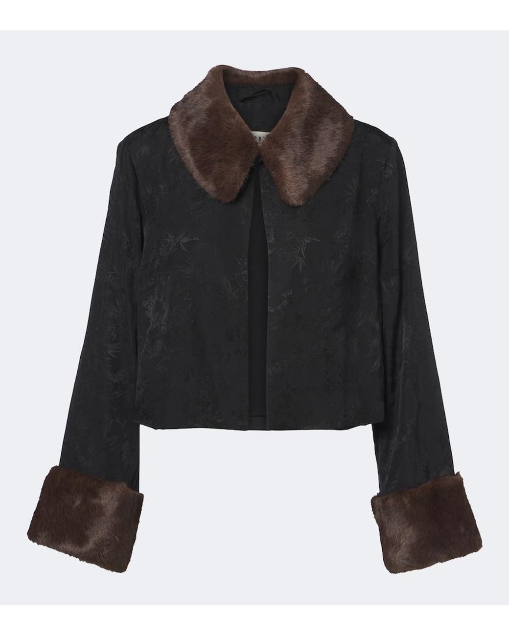 Rixo Black Luanne Jacquard Cropped Jacket