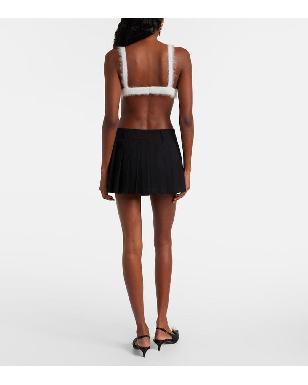 Alessandra Rich White Mohair And Wool-Blend Bra Top