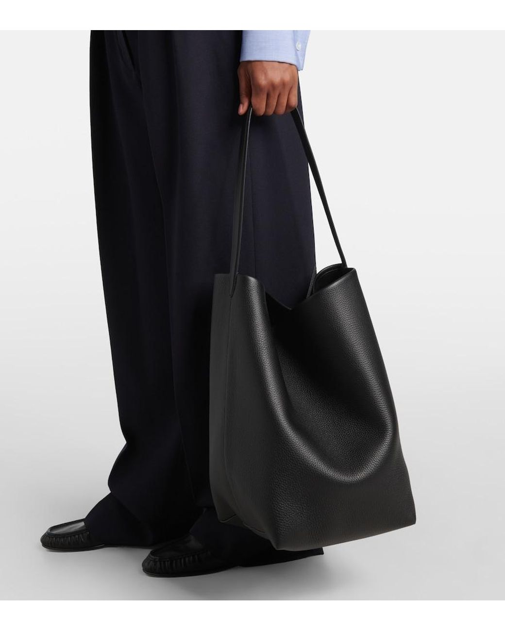 The Row Black Tote Bag Park Large N/S Aus Leder