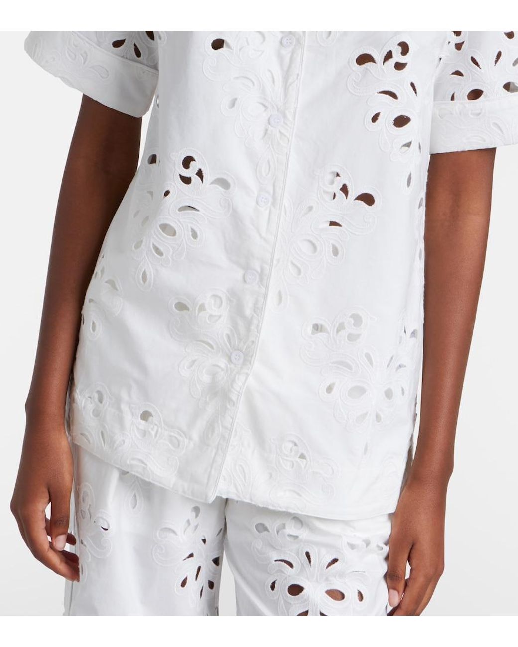 Rebecca Vallance White Artesan Broderie Anglaise Cotton-Blend Shirt