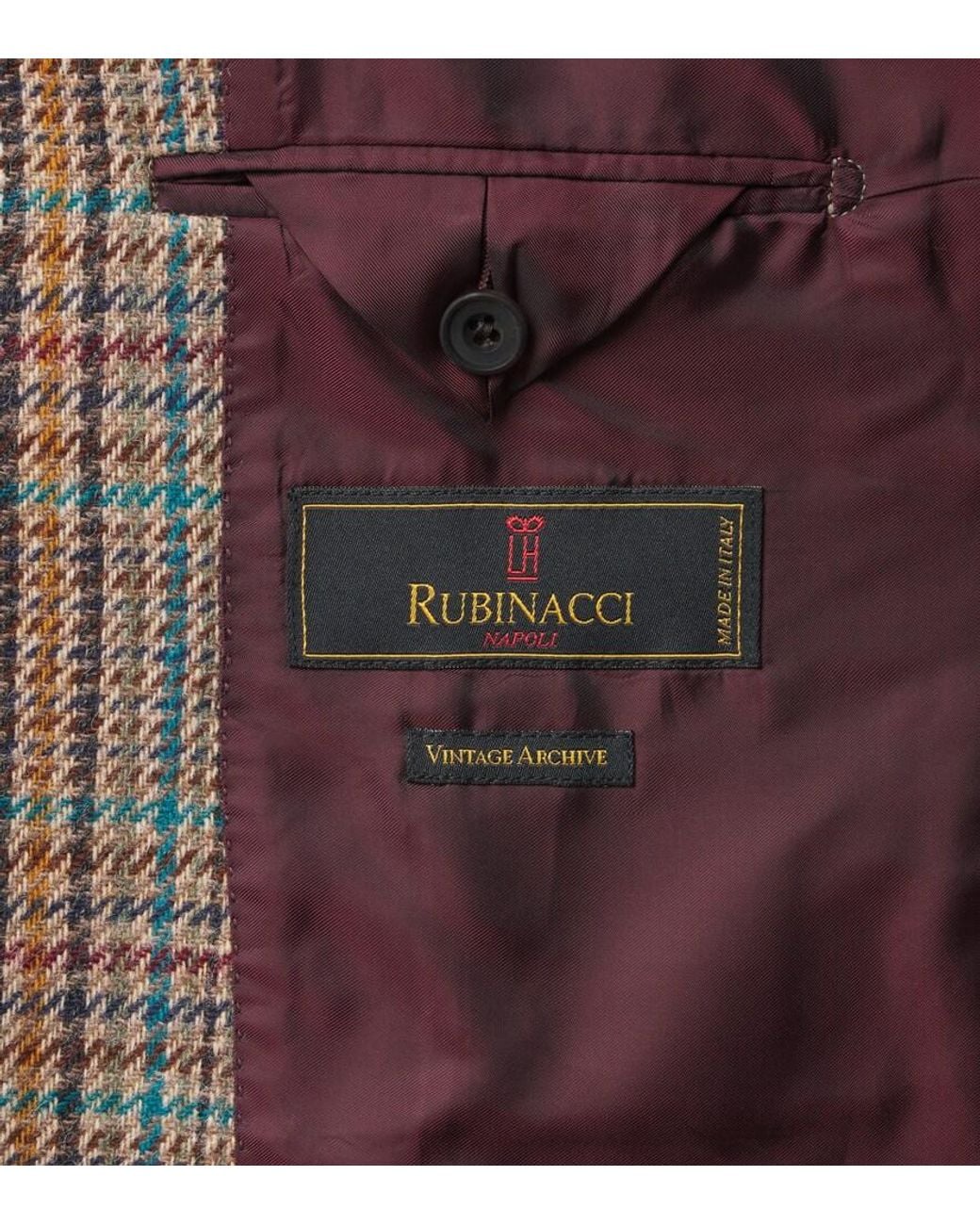 Rubinacci Brown Checked Virgin Wool Blazer for men