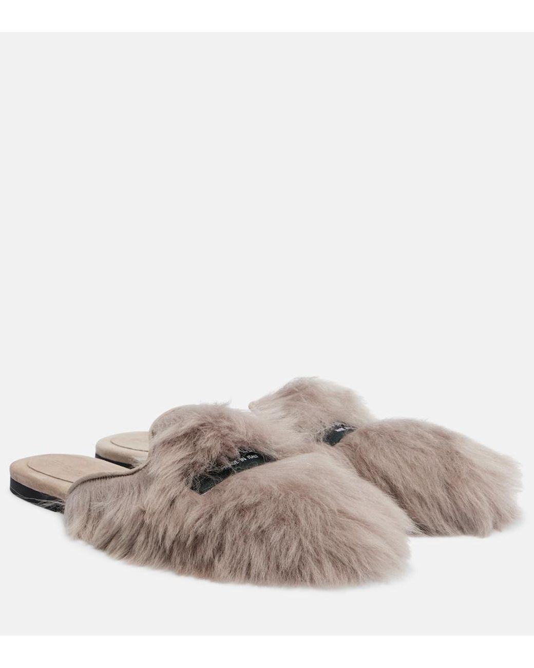 Dolce & Gabbana Gray Shearling Mules