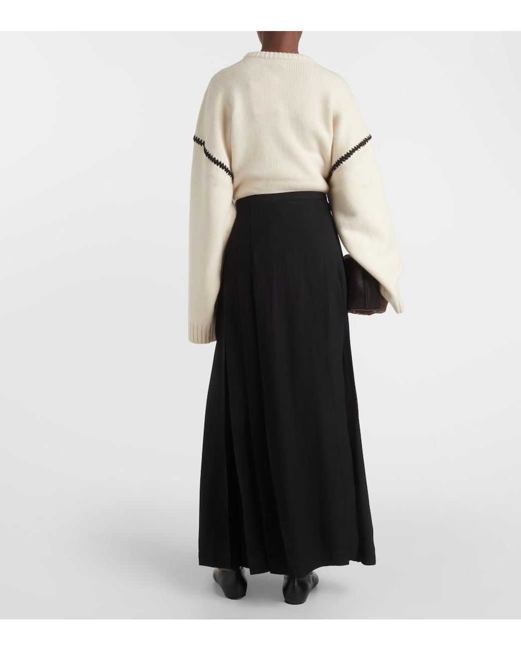 Totême Black Wrap Crepe Maxi Skirt