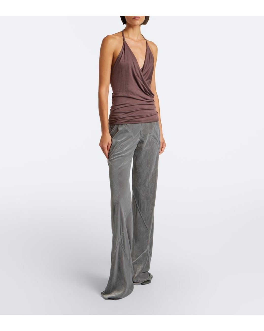 Rick Owens Purple Draped Wool And Silk Top