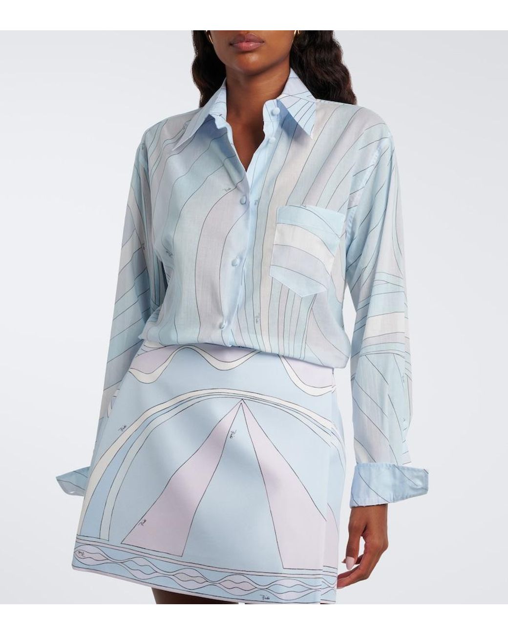 Emilio Pucci Blue Iride Cotton Shirt