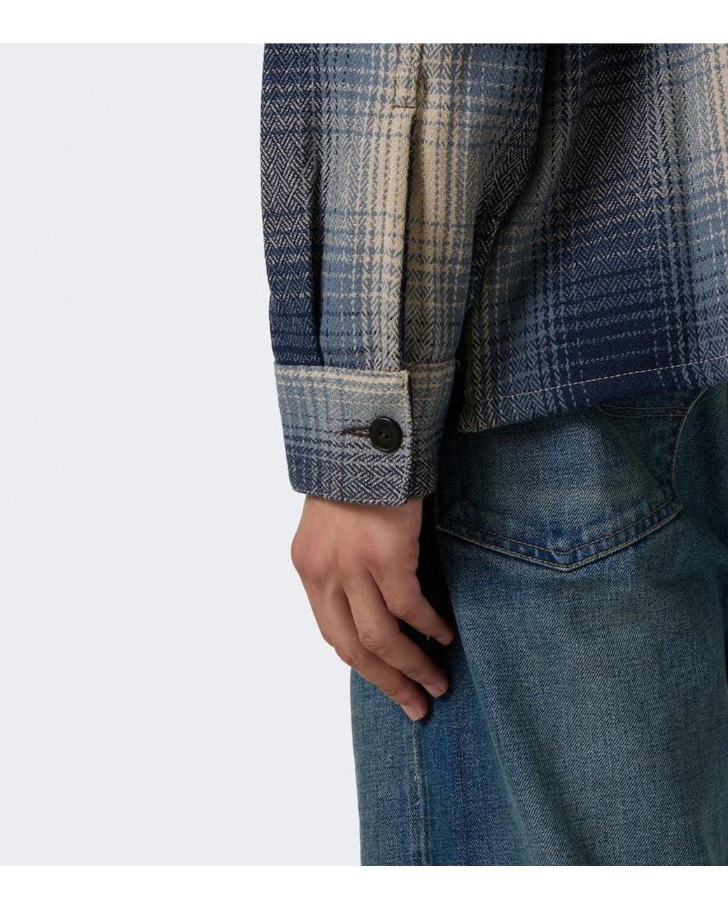 RRL Blue Plaid Wool Twill Shirt for men