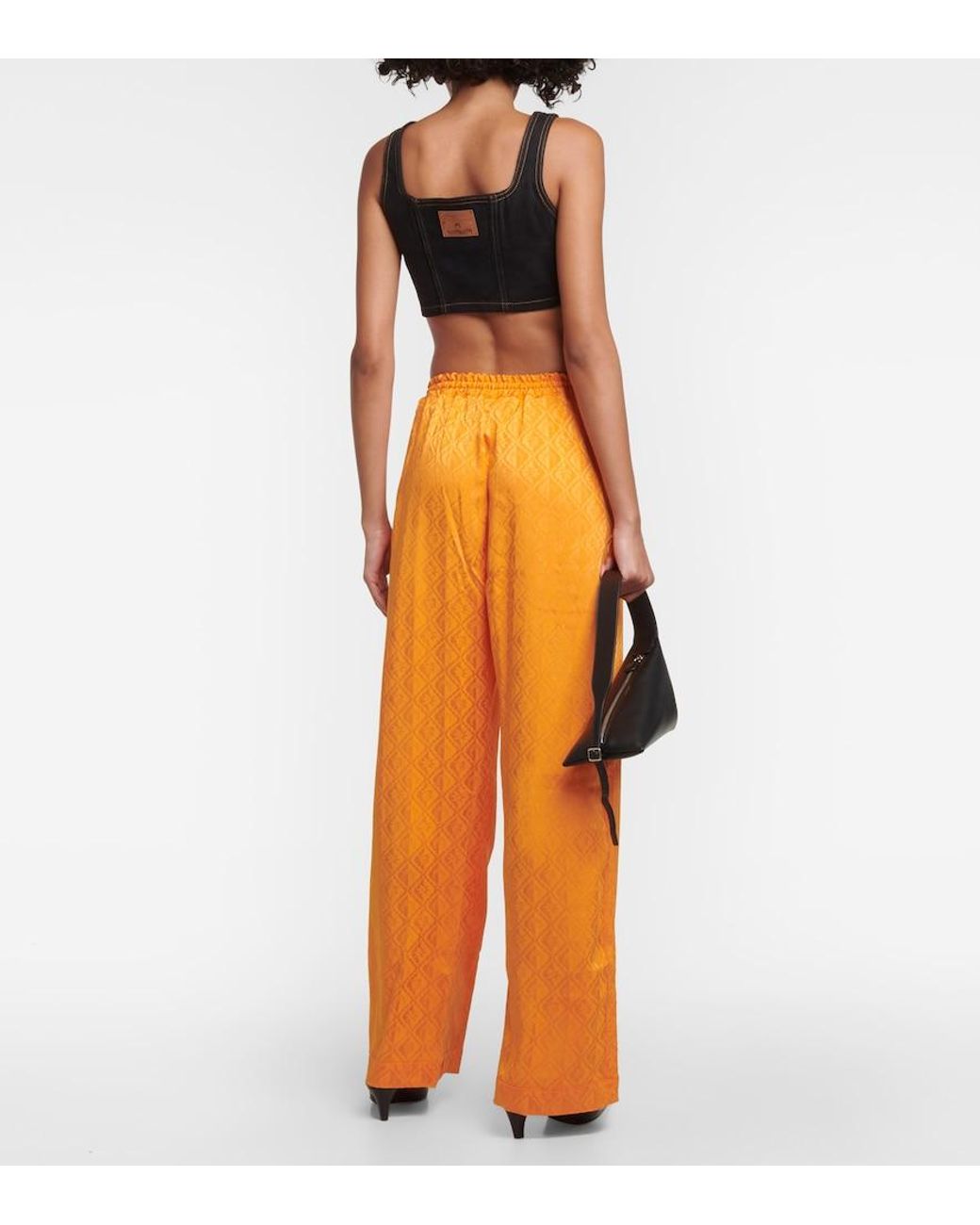 MARINE SERRE Orange Moon Diamant Satin Pajama Pants