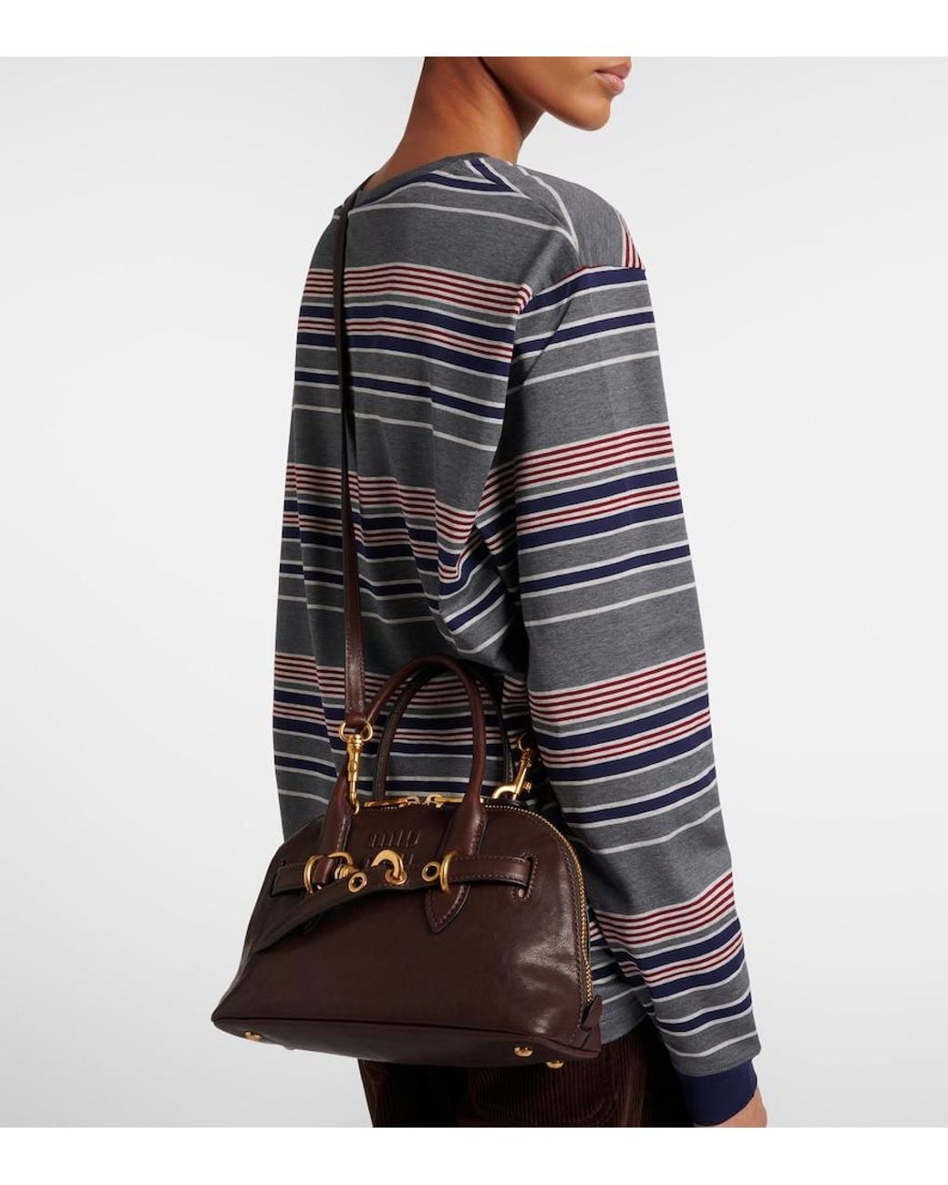 Miu Miu Brown Aventure Leather Tote Bag