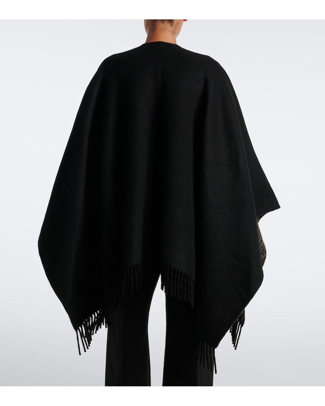 Fendi Black Reversible Wool And Cashmere Poncho