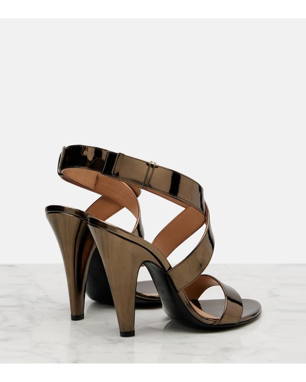 Alaïa Metallic Cone Mirrored Leather Sandals